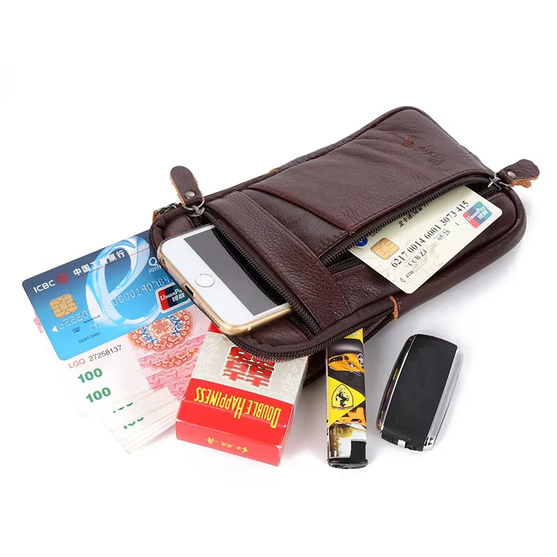 Sac de taille en cuir pour hommes