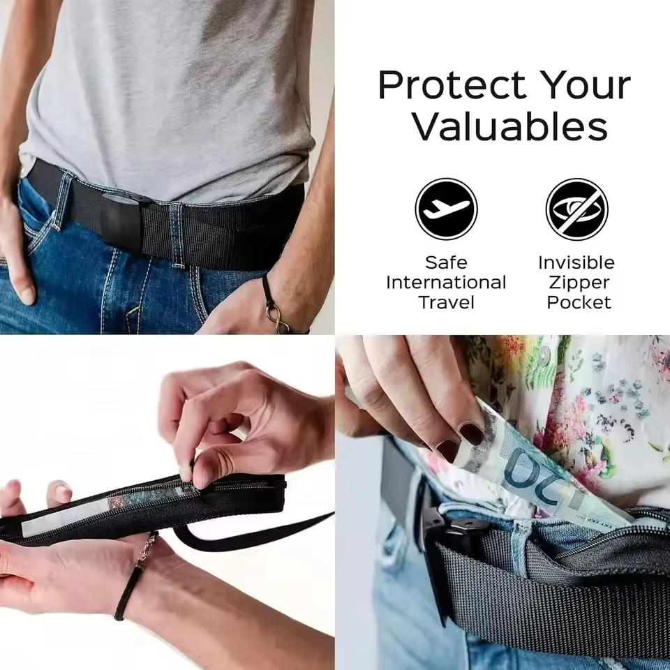 Ceinture pour homme avec fermeture éclair