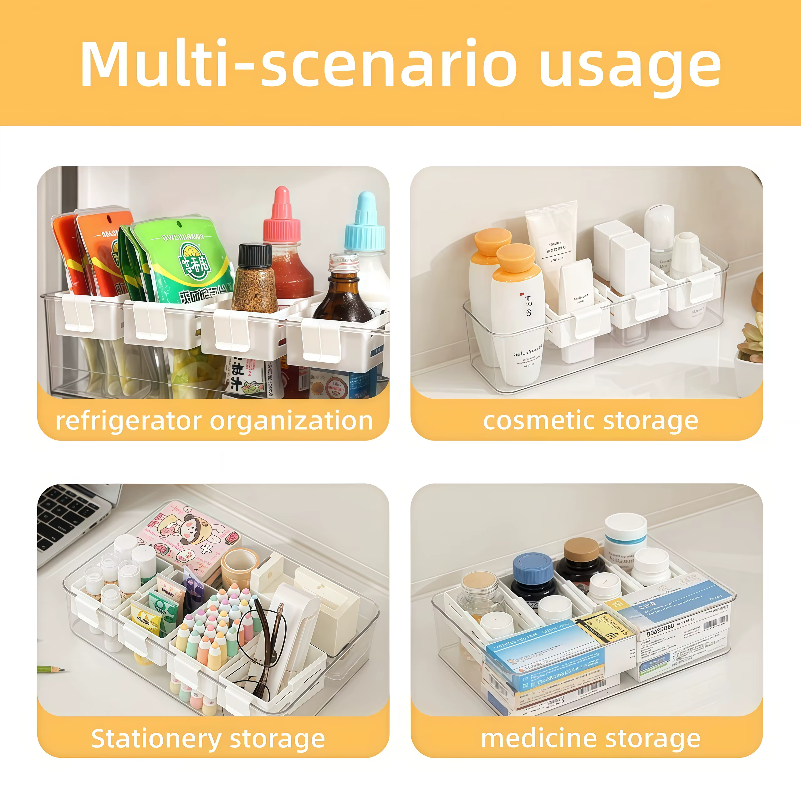 Compartiment de rangement extensible pour porte latérale de réfrigérateur, organisateur de boissons/sauces/en-cas