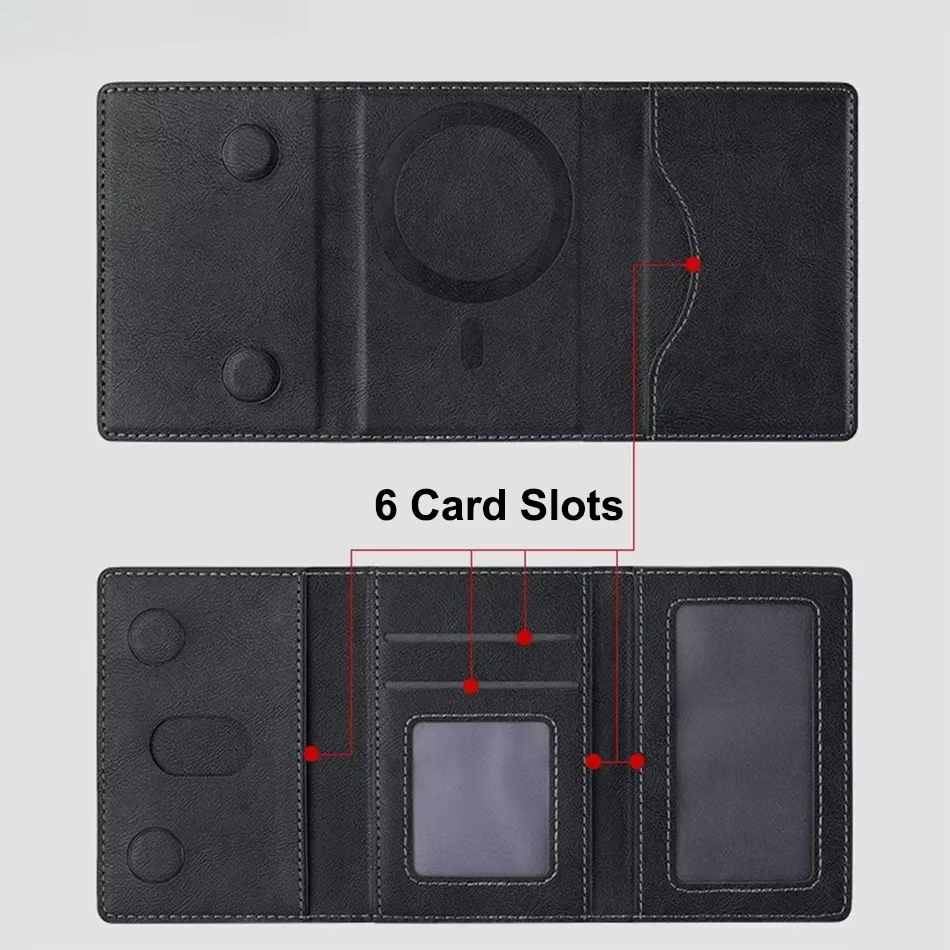 Magsafe Porte-cartes en cuir PU pour hommes et femmes – Portefeuille de cartes magnétiques élégant pour téléphone 16/15/14/13/12 Pro Max Mini 