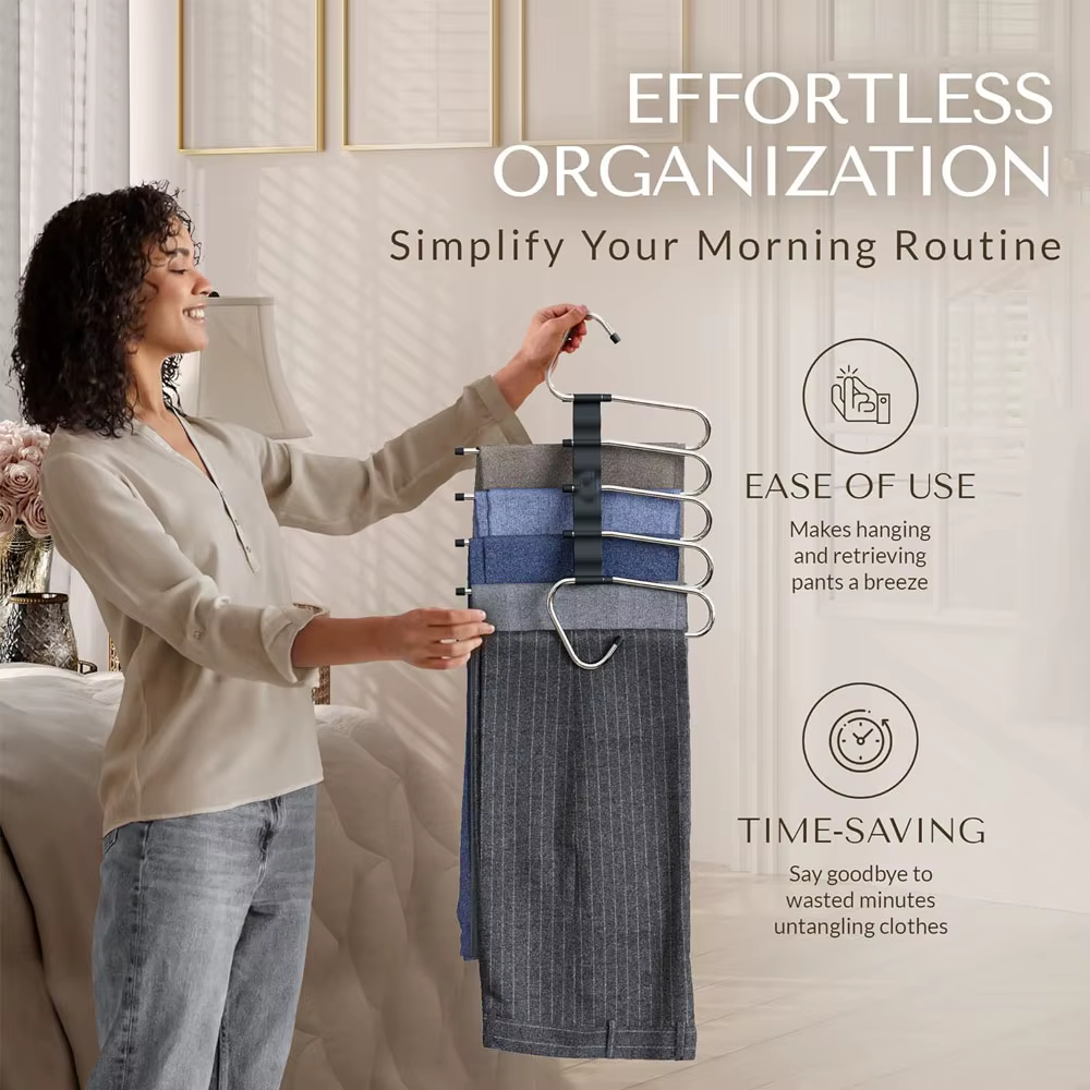 Cintres pour pantalons, gain de place, multicouches, gain de place, porte-vêtements multifonctionnel pour le rangement du placard