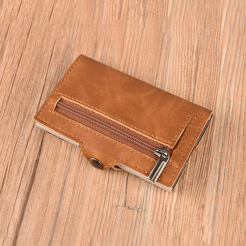 CASEKEY Vintage petit Pop Up hommes portefeuille en cuir Pu court sac à main porte-carte moraillon fermeture éclair pochette solide Carteiras Masculina