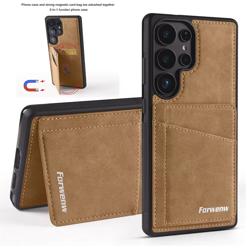 Coque de téléphone portefeuille en cuir antichoc de luxe, étui pour Samsung Galaxy S25 edge S25 S24 S23 S22 S21 Ultra Plus avec support de fente pour carte
