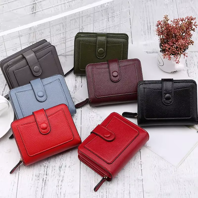 Femmes portefeuilles 2024 nouvelle marque de luxe rouge noir petit Mini porte-monnaie moraillon porte-carte dame portefeuille fermeture éclair femme boucle en cuir