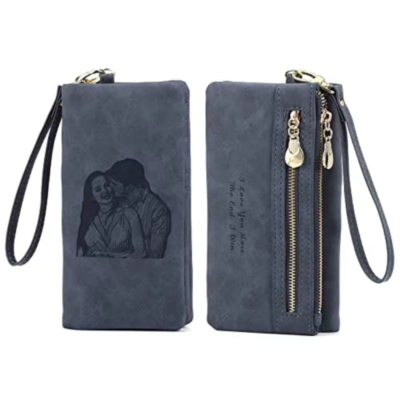 Portefeuille Photo personnalisé gravé pour femmes, fermeture éclair, cadeau personnalisé Unique pour sa maman, cadeau d'anniversaire, cadeau de fête des mères
