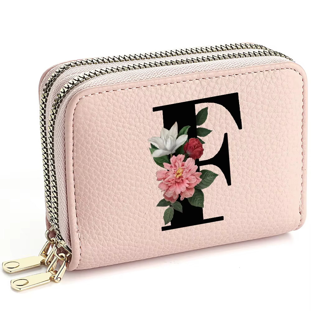 Portefeuille rose à fermeture éclair pour femmes