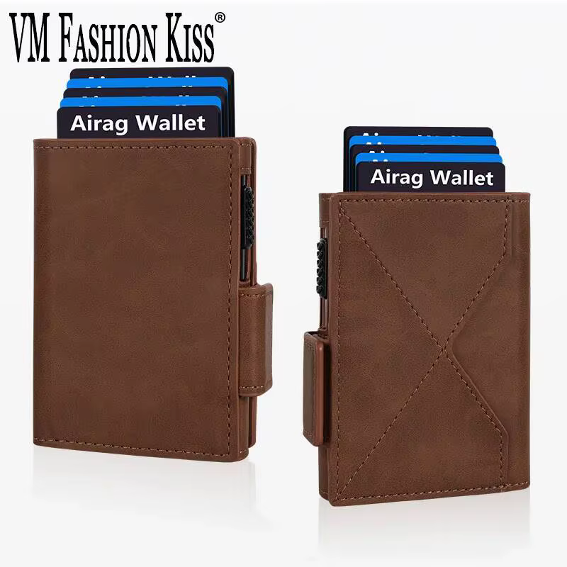 VM FASHION KISS hommes portefeuille en alliage d'aluminium automatique Pop-Up porte-carte multi-fentes Portable antivol