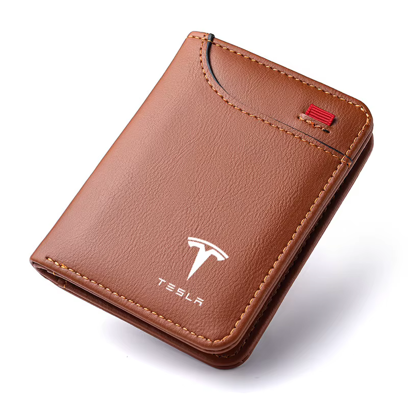 Emblèmes de voiture portefeuille souple en cuir Mini porte-monnaie pour cartes de crédit petit portefeuille Portable pour Tesla modèle 3 modèle S X modèle Y Roadster SpaceX