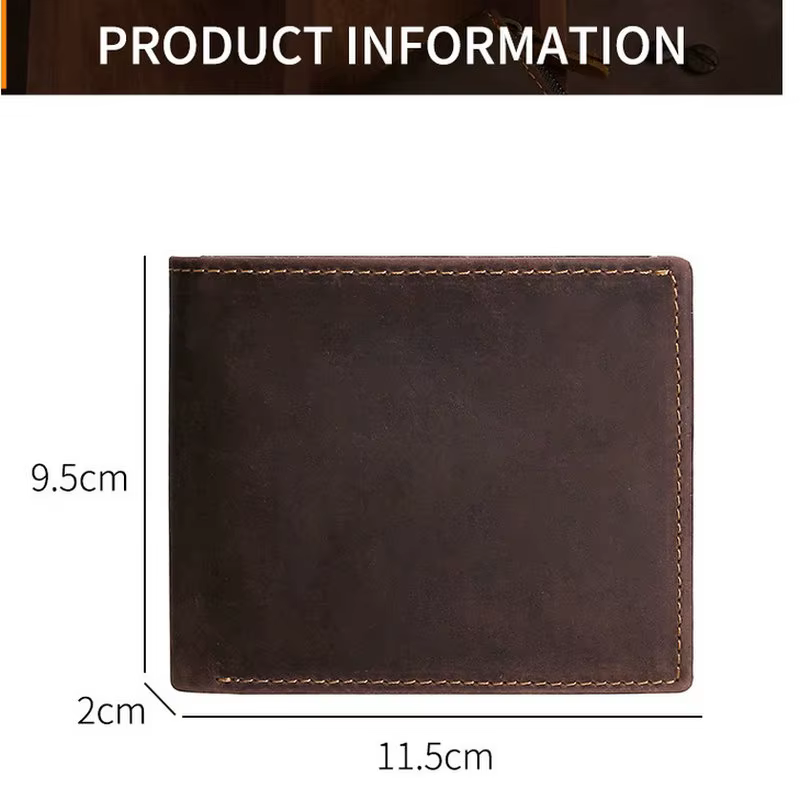 GENODERN nouveau portefeuille en cuir pour hommes mode d'affaires rétro portefeuille en cuir de cheval fou