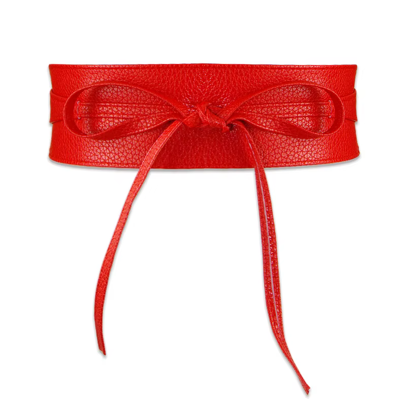 Mode femmes ceinture pour robe en cuir PU nœud large ceintures