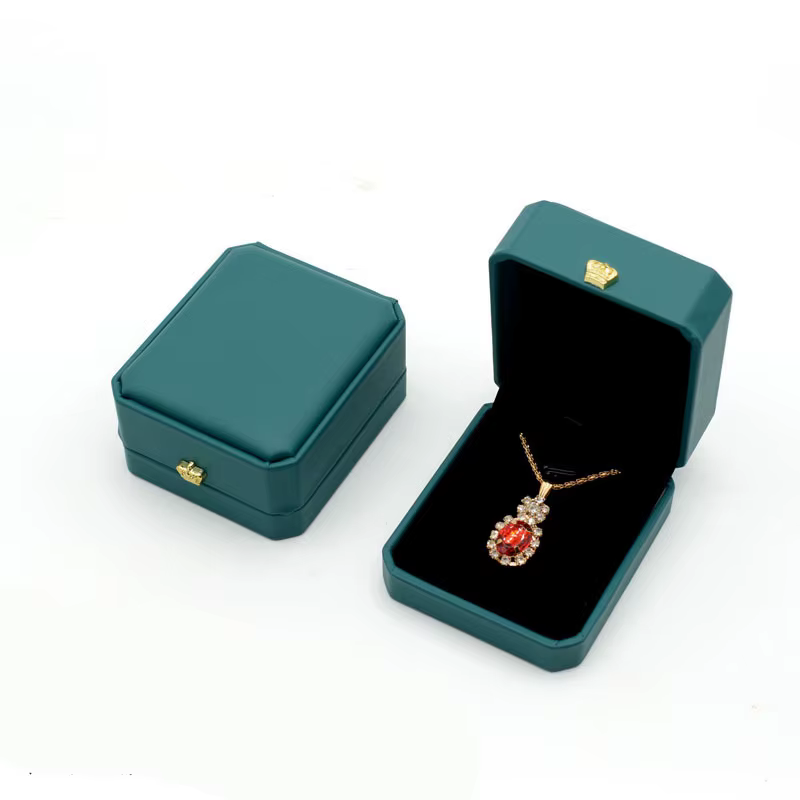 Boîte à pendentifs en cuir PU de luxe, forme octogonale, avec fermoir en métal, 6 couleurs, coffret cadeau organisateur de bijoux