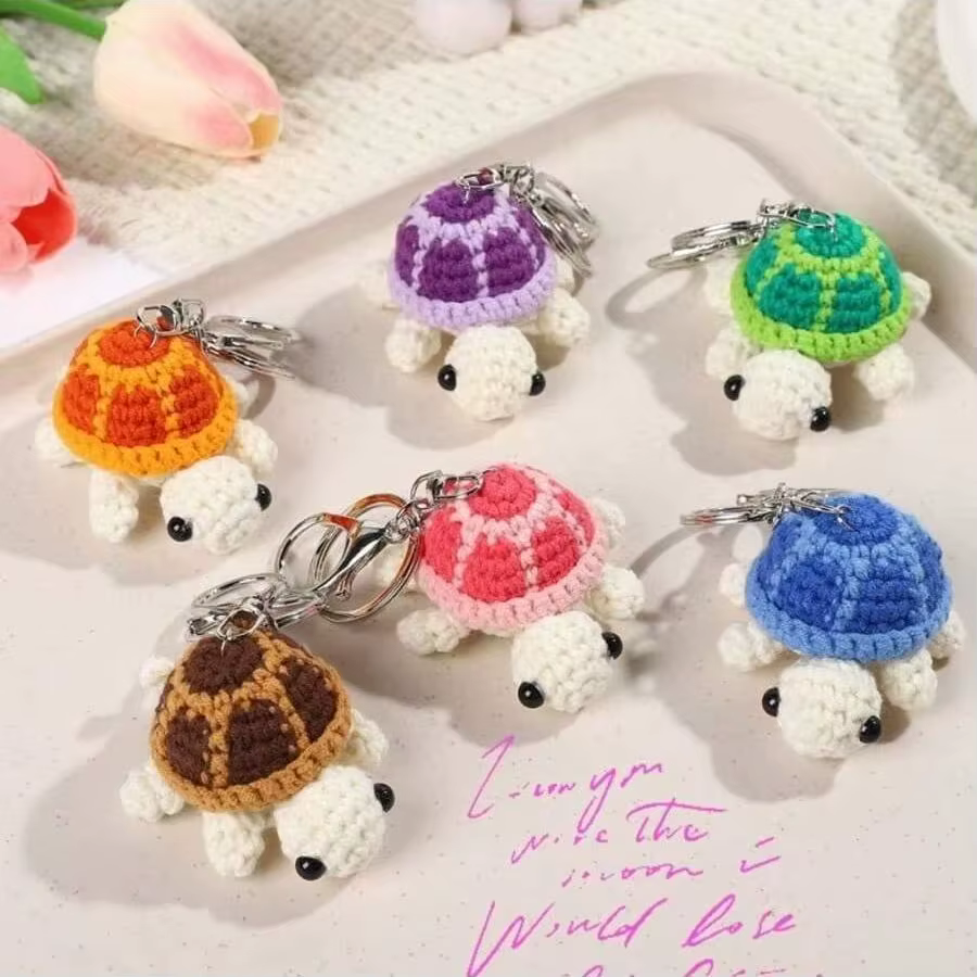 Porte-clés tortue en crochet fait main