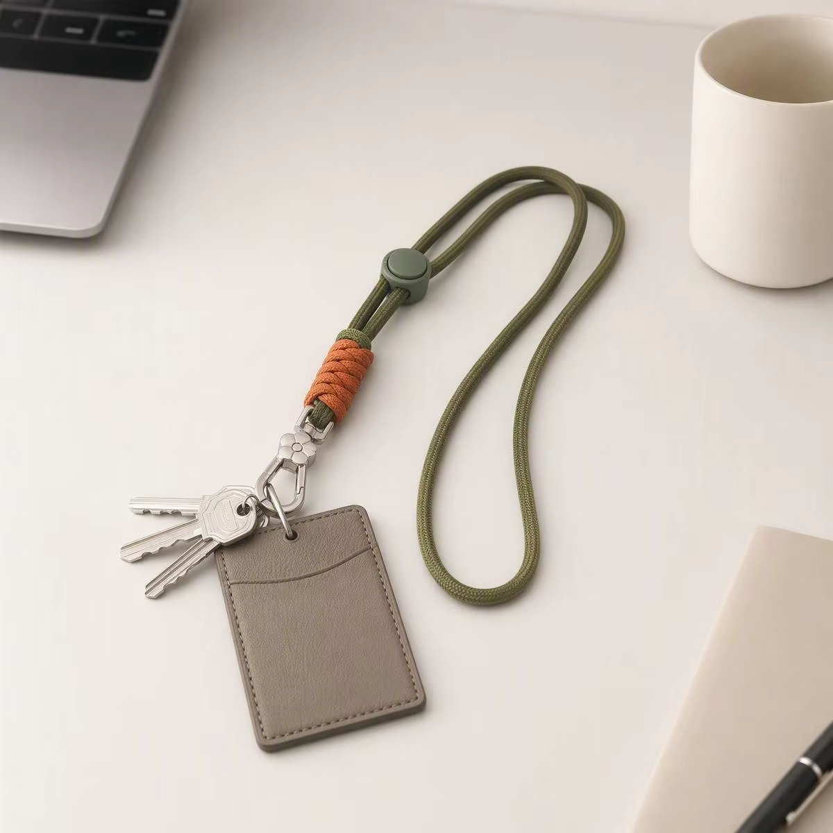 Lanière pour porte-badge et porte-clés, lanière de cou pour porte-badge d'identification pour bureau, école, porte-clés pour hommes