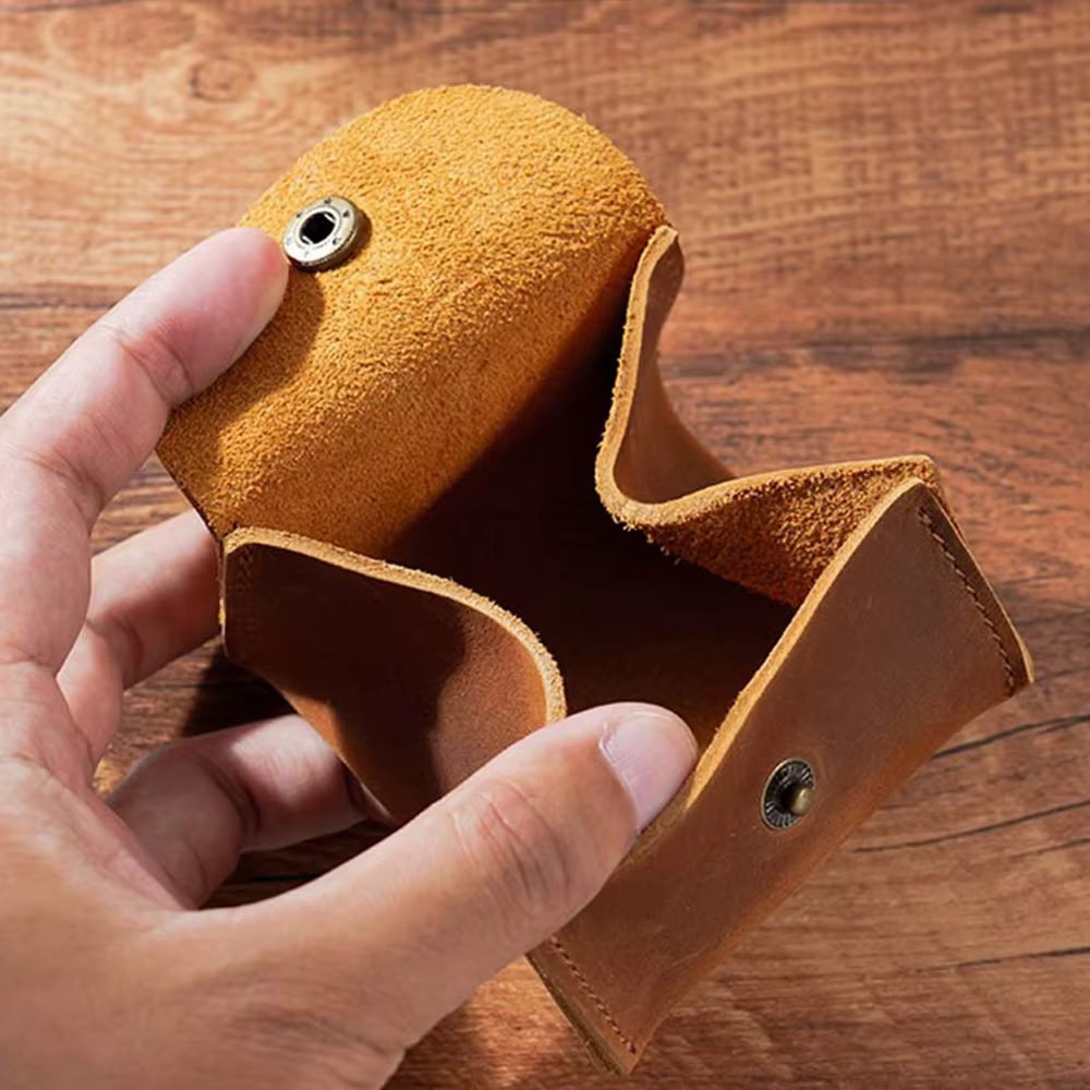 Portefeuille en cuir à fermeture à pression