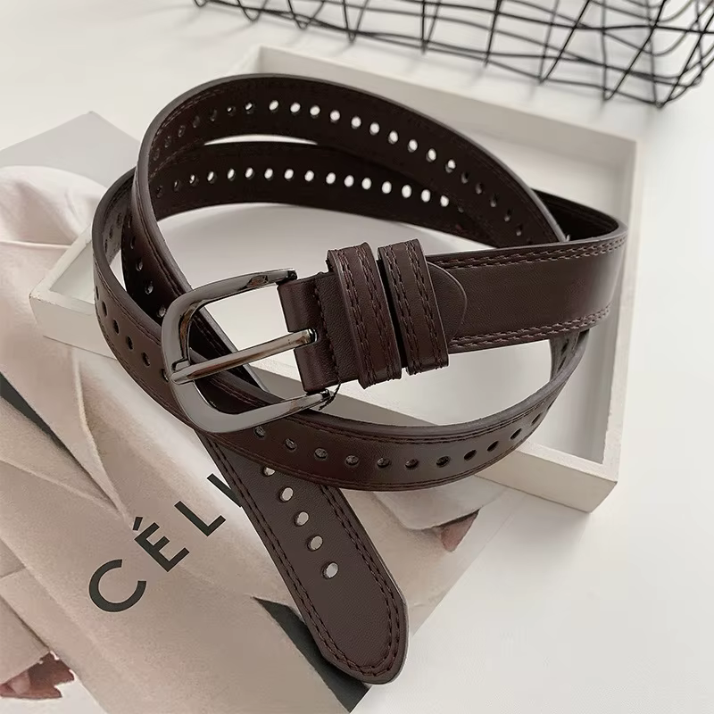 RICYGVM jean pantalon ceinture pour femmes trou complet en cuir ceintures mode Simple boucle ardillon
