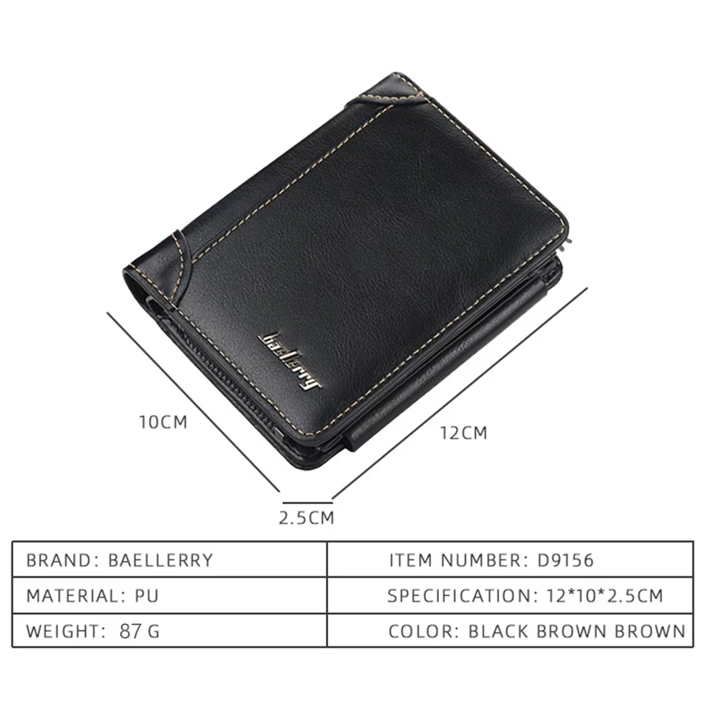 Nouveaux portefeuilles en cuir PU pour hommes de haute qualité fermeture éclair court design porte-carte homme sac à