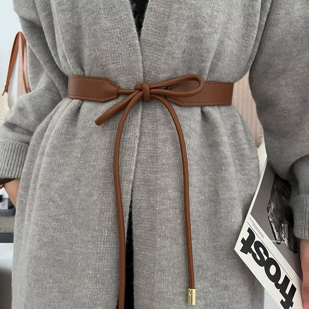 Ceinture pour femme, ceinture de robe ajustable à nœud