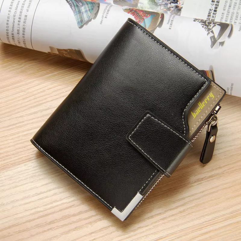Baellerry court luxe hommes portefeuilles fermeture éclair monnaie poche porte-carte homme portefeuille pochette