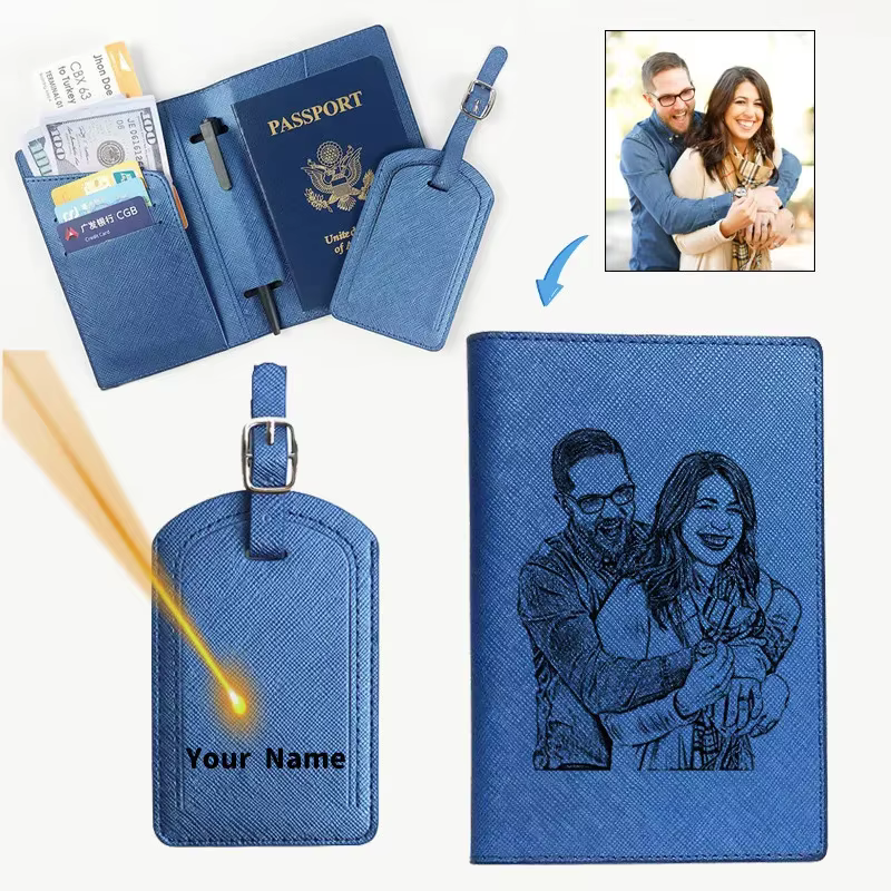 Étui porte-passeport de voyage photo personnalisé pour hommes et femmes