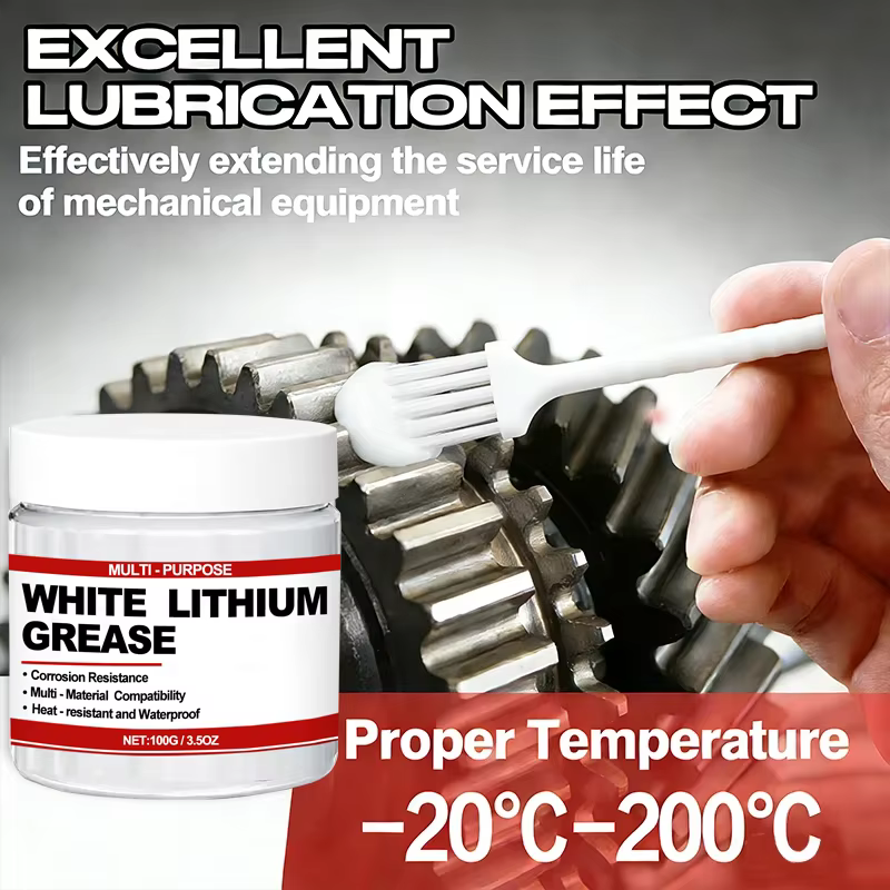 Graisse au lithium blanche multi-usages avec brosse pour portes de garage, roulements et applications automobiles