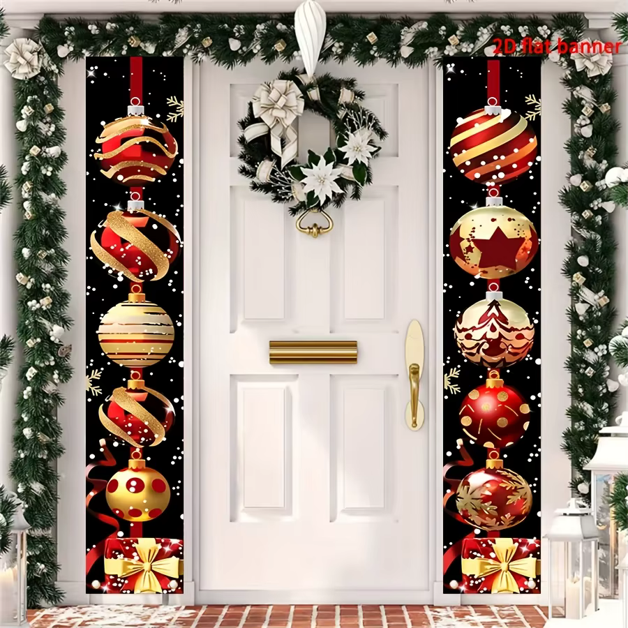 Décorations de Noël 2D - Panneau de porte joyeux Noël pour la disposition de la scène de Noël, décoration de porte de Noël