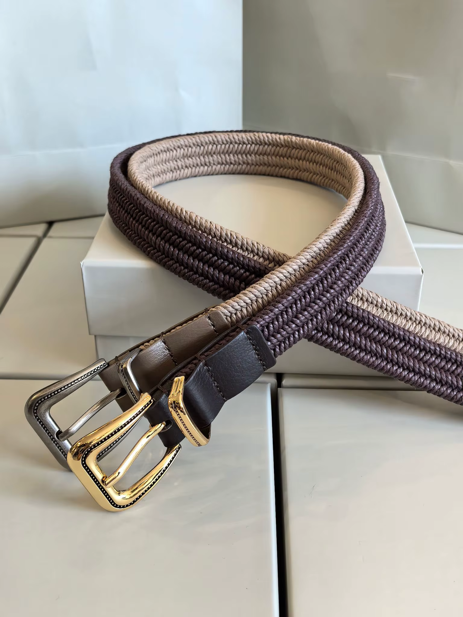 Ceinture tricotée très extensible pour femme, avec boucle ronde et sans trous, 26 Summer