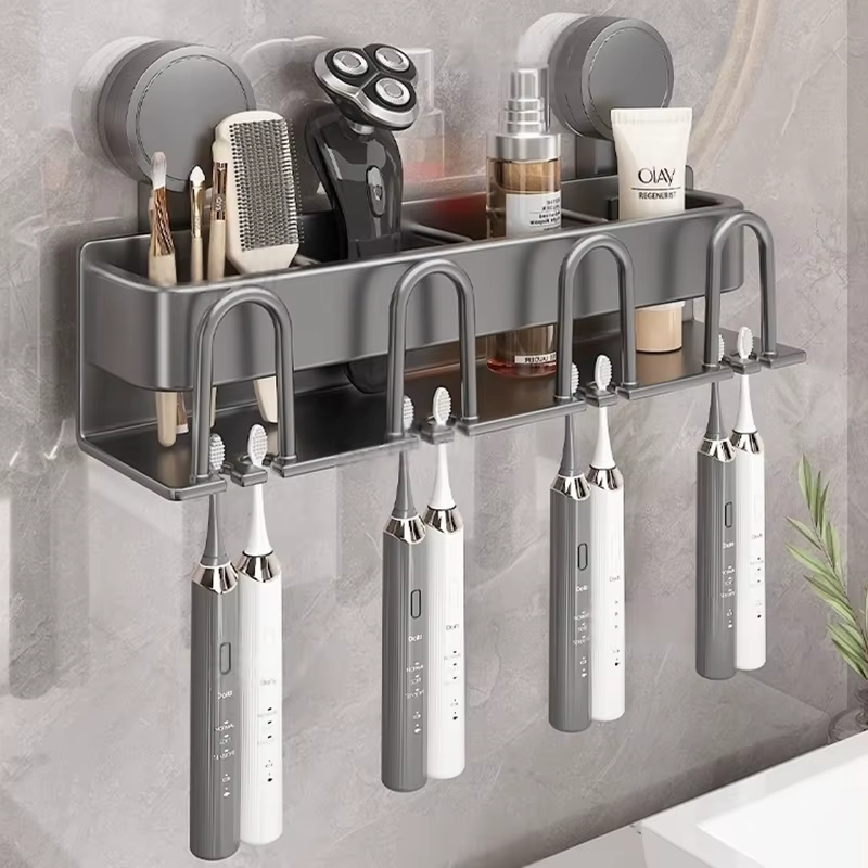 Pas besoin de percer une ventouse un porte-brosse à dents électrique mural avec une tasse pour la salle de bain