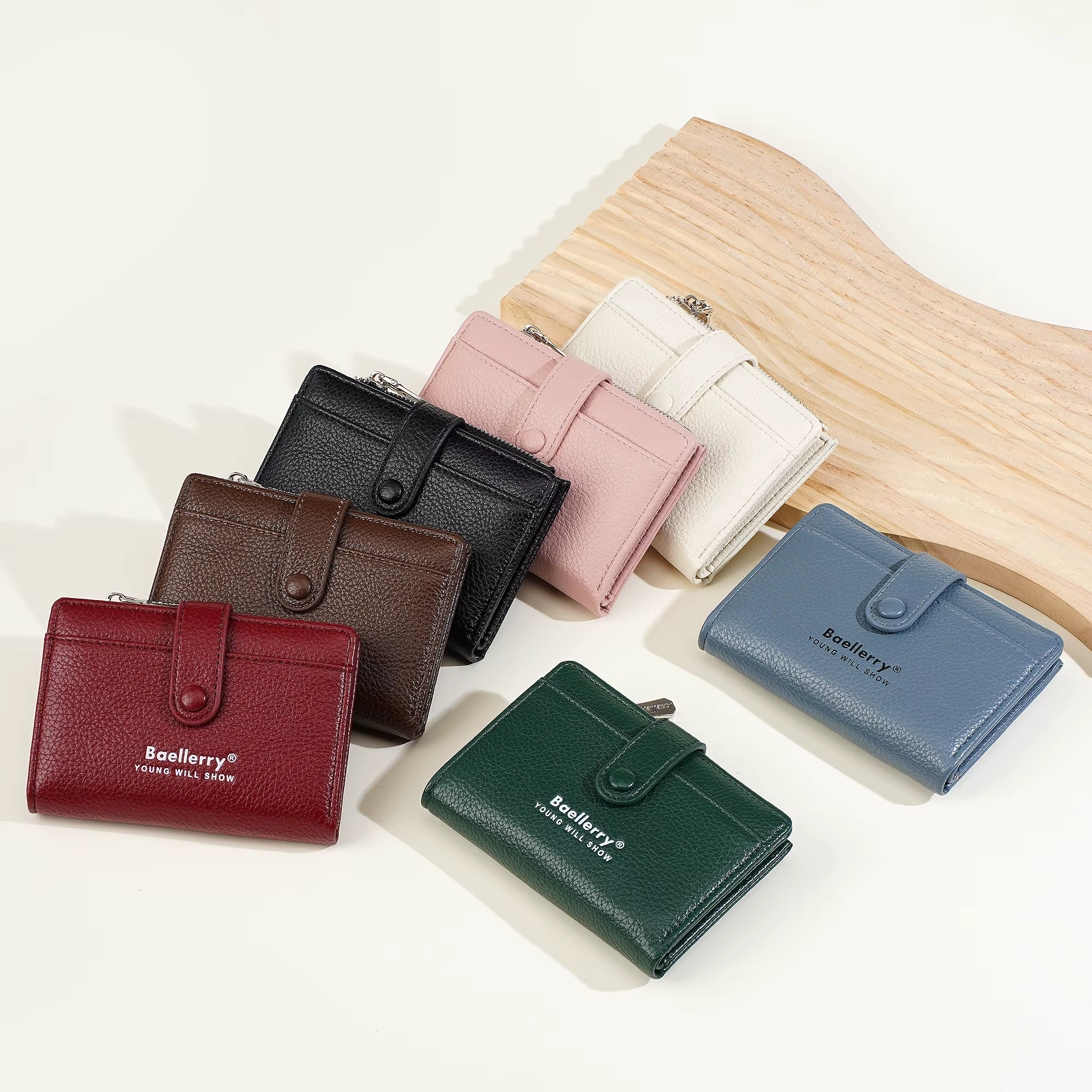 1 pièce - Portefeuille pour femme Baellerry en cuir PU à motif litchi