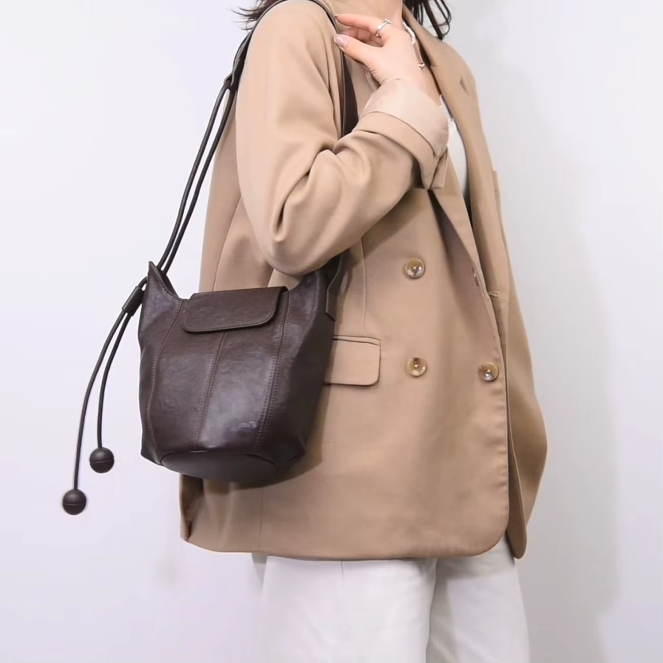Sac bandoulière en cuir véritable pour femme