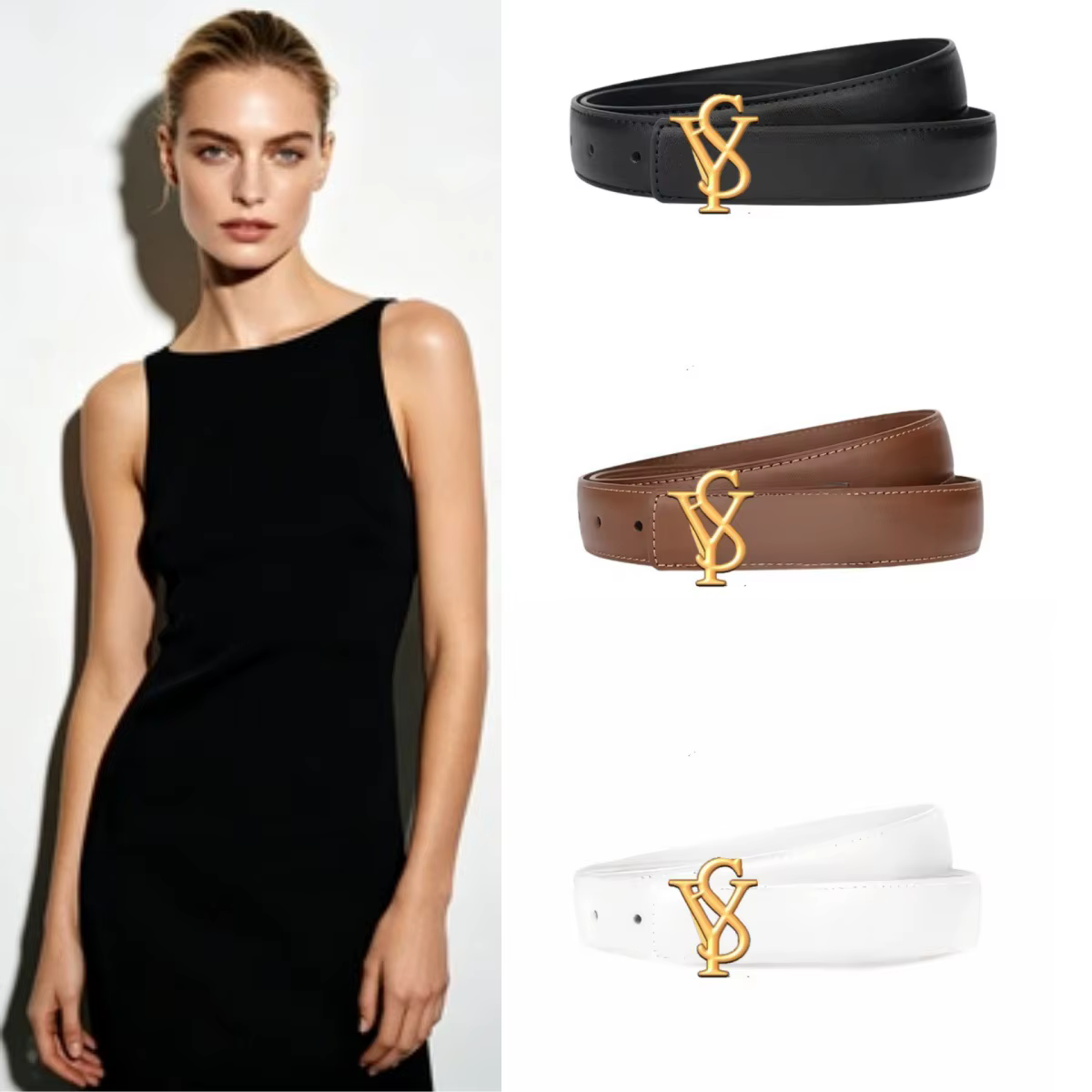 Ceinture élégante pour femme avec lettres dorées