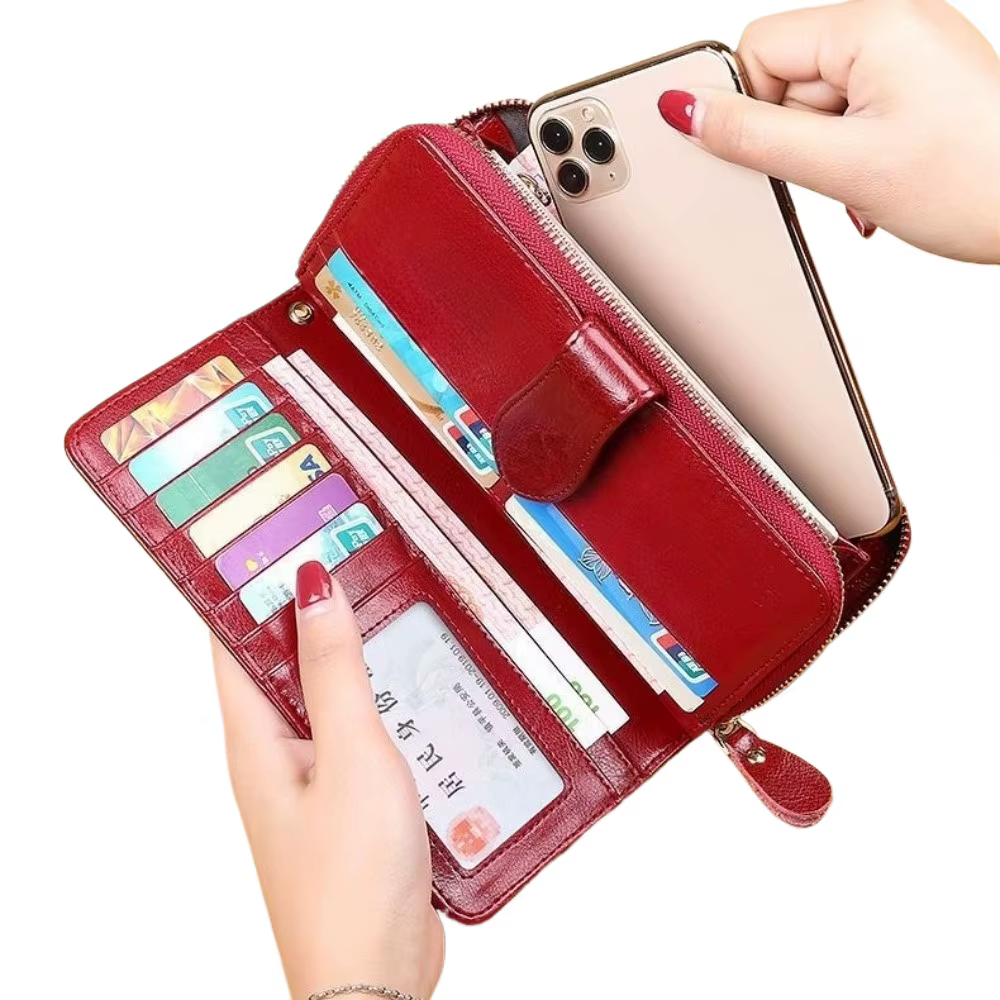 Vintage 2025 femmes portefeuille grande capacité Multi fentes pour cartes sac à main monnaie poche couleur unie sac