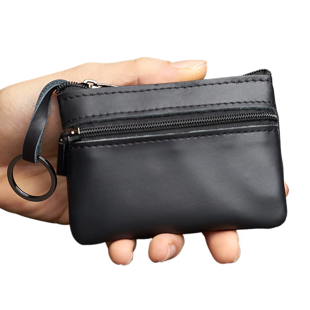 Mini porte-monnaie en cuir unisexe