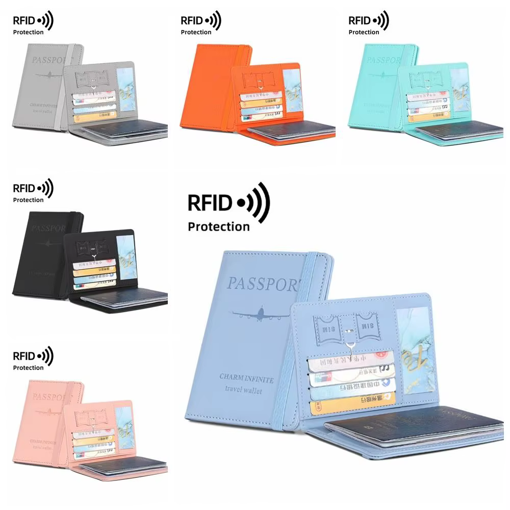 Porte-passeport en cuir PU avec RFID