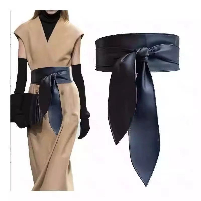 Ceinture double largeur pour femme douce et polyvalente avec papillon - rubans à nœud, extra - longue et cravate - capable
