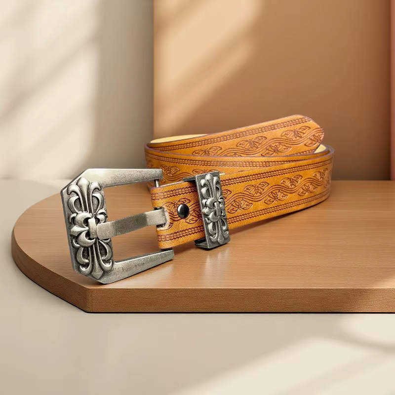 Ceinture tendance style rétro européen et américain à imprimé sculpté
