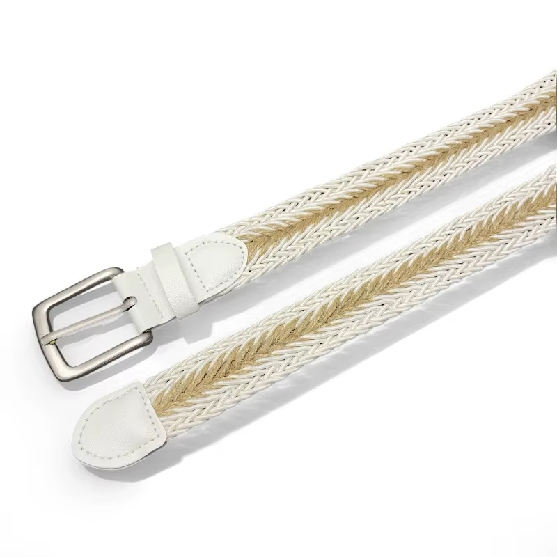 Ceinture Tressée Rétro Tendance et Élégante avec Boucle à Broche Sans Perçage