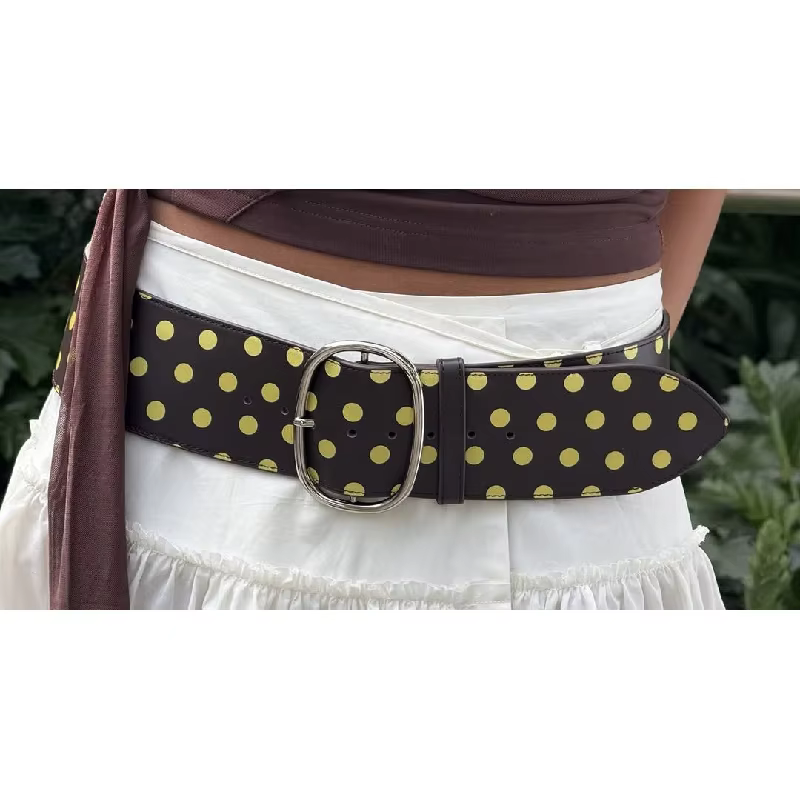 Ceinture large vintage à pois pour femme