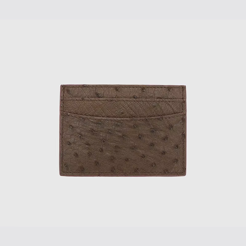 Porte-cartes unisexe en cuir véritable pour hommes et femmes, marque de mode, étui de luxe, cuir d'autruche véritable, porte-cartes de crédit, petit sac, portefeuille