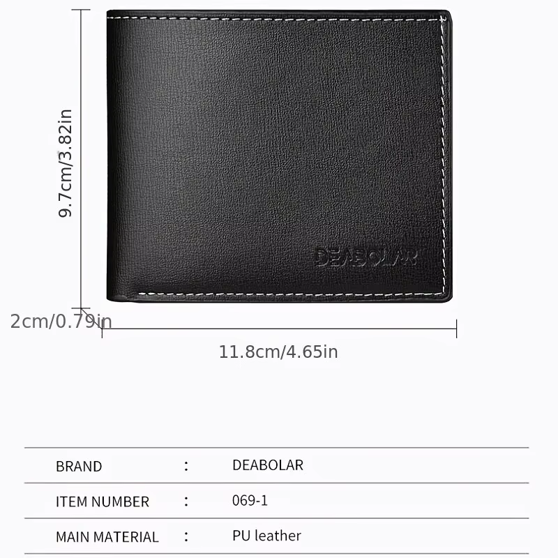 Pu Cuir Hommes Portefeuille Court Style Mince Pliant Jeunes