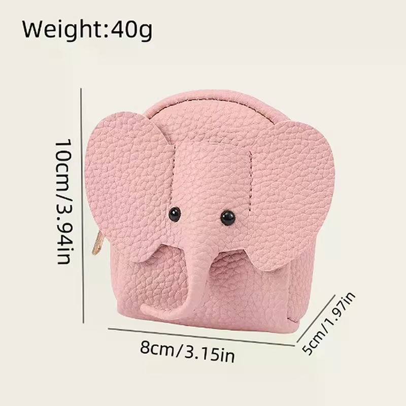 Mini portefeuille en forme d'éléphant de dessin animé pour femmes