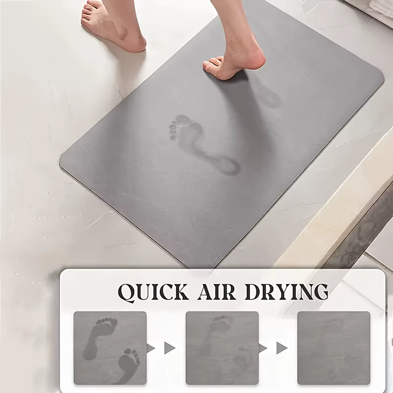 Tapis de porte en Imitation de grain de bois, boue de diatomée, antidérapant, pour salle de bain, douche, absorbant, résistant à la saleté, pour toilettes