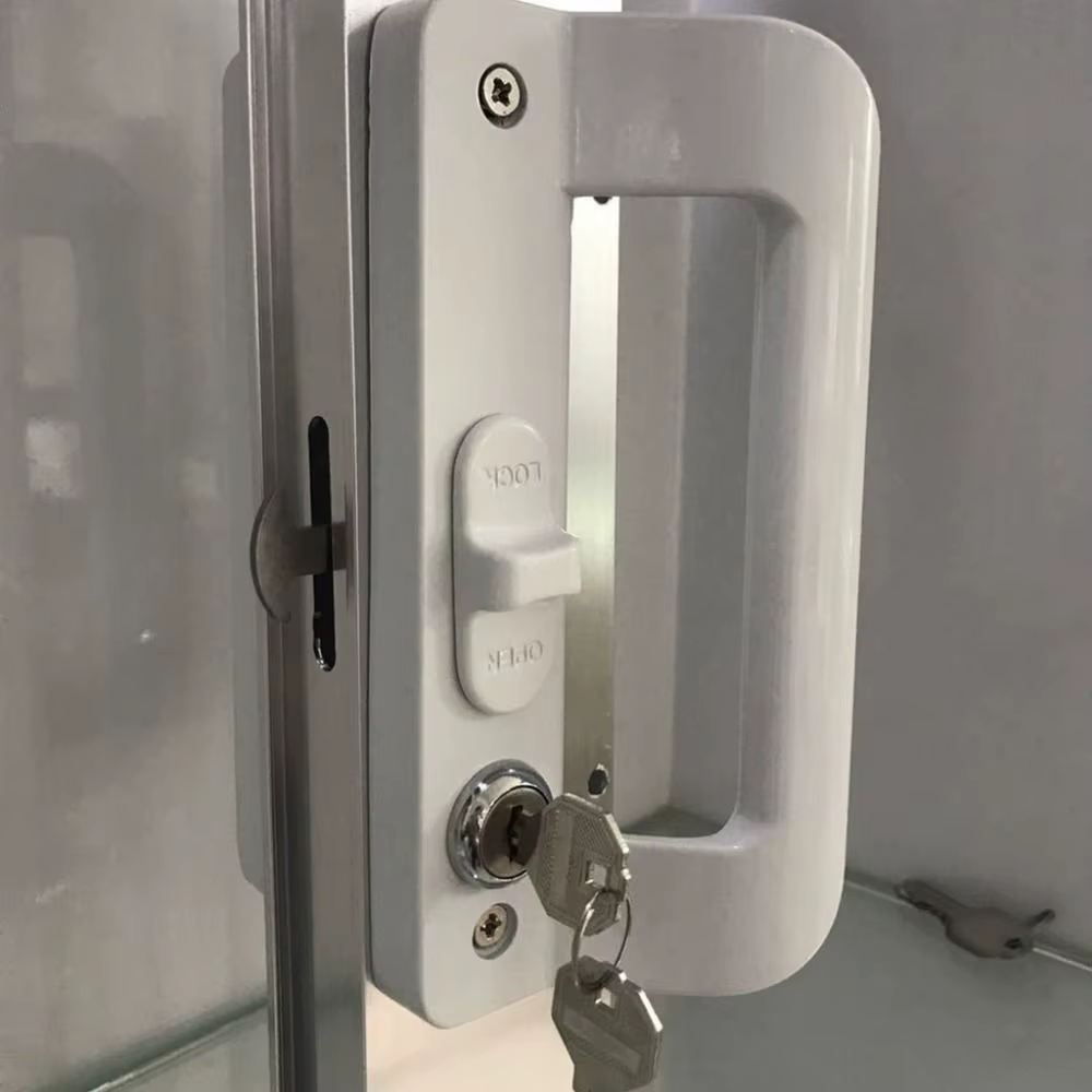 Serrure de porte coulissante en alliage d'aluminium avec clé, ensemble de serrures de porte antirouille et antivol avec poignée, facile à installer