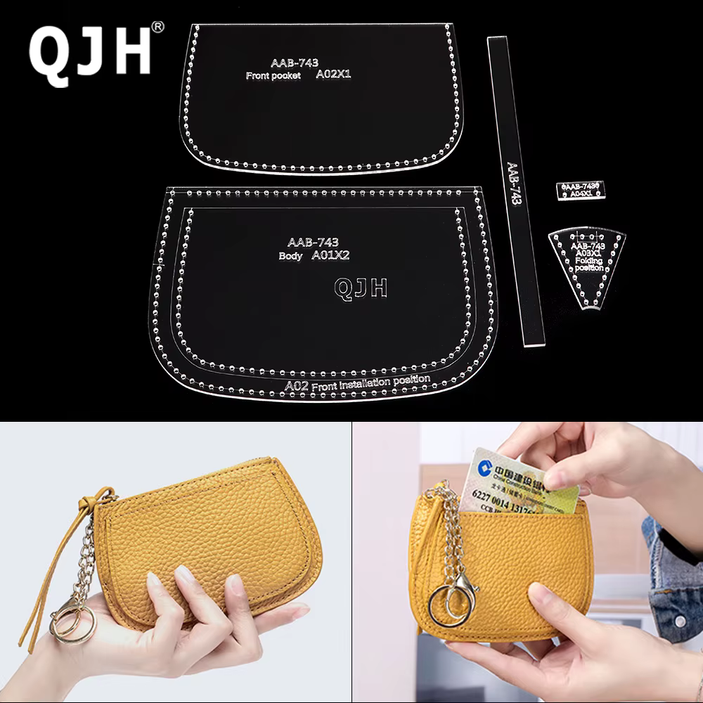 QJH 1 ensemble de Mini porte-monnaie en cuir