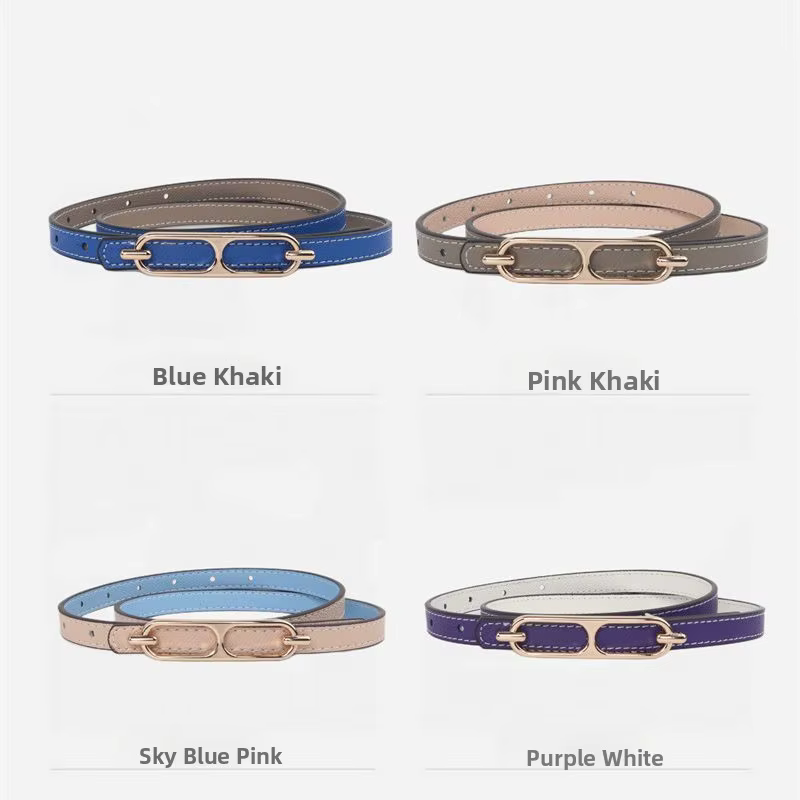 Ceinture fine en cuir véritable pour femme