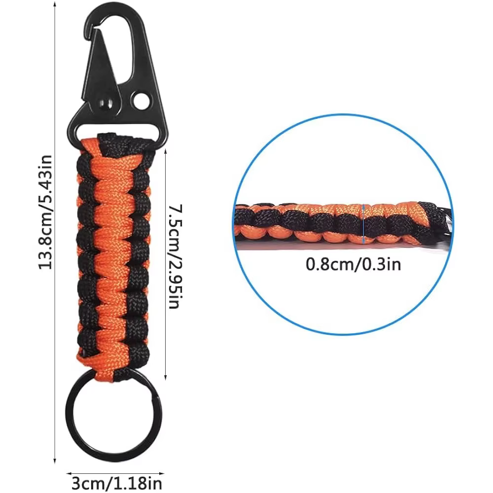 Paracorde porte-clés mousqueton Clips militaire tressé Parachute corde lanière