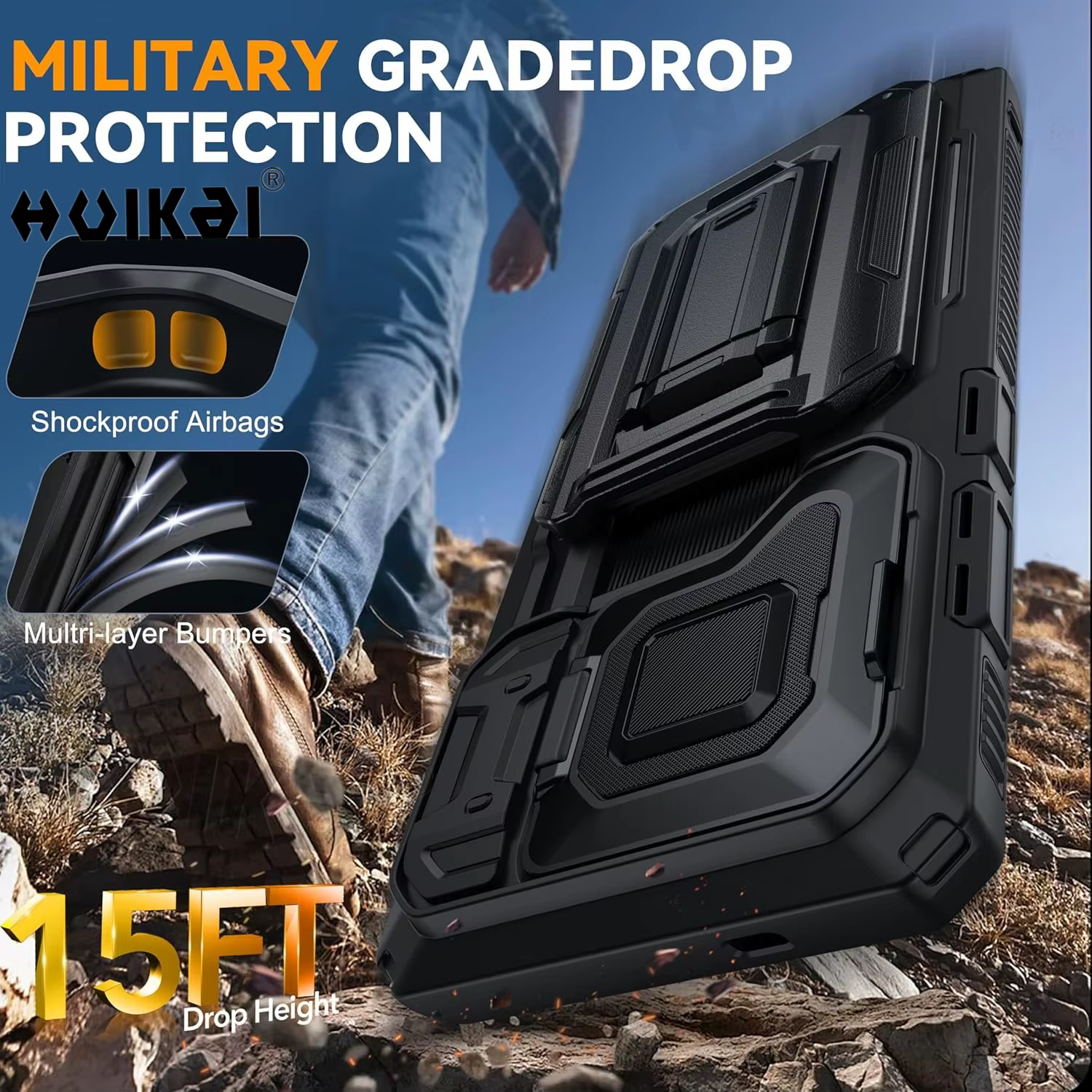 Étui pour Samsung Galaxy S26 Ultra Galaxy S25 Ultra, portefeuille avec porte-cartes coulissant, support, protection de l'appareil photo, étuis de qualité militaire