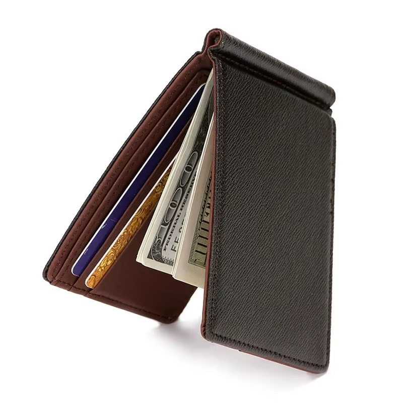 Portefeuille d'affaires pliable en cuir pour hommes
