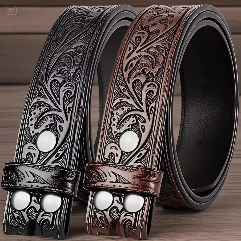 Ceinture en cuir véritable sans boucle