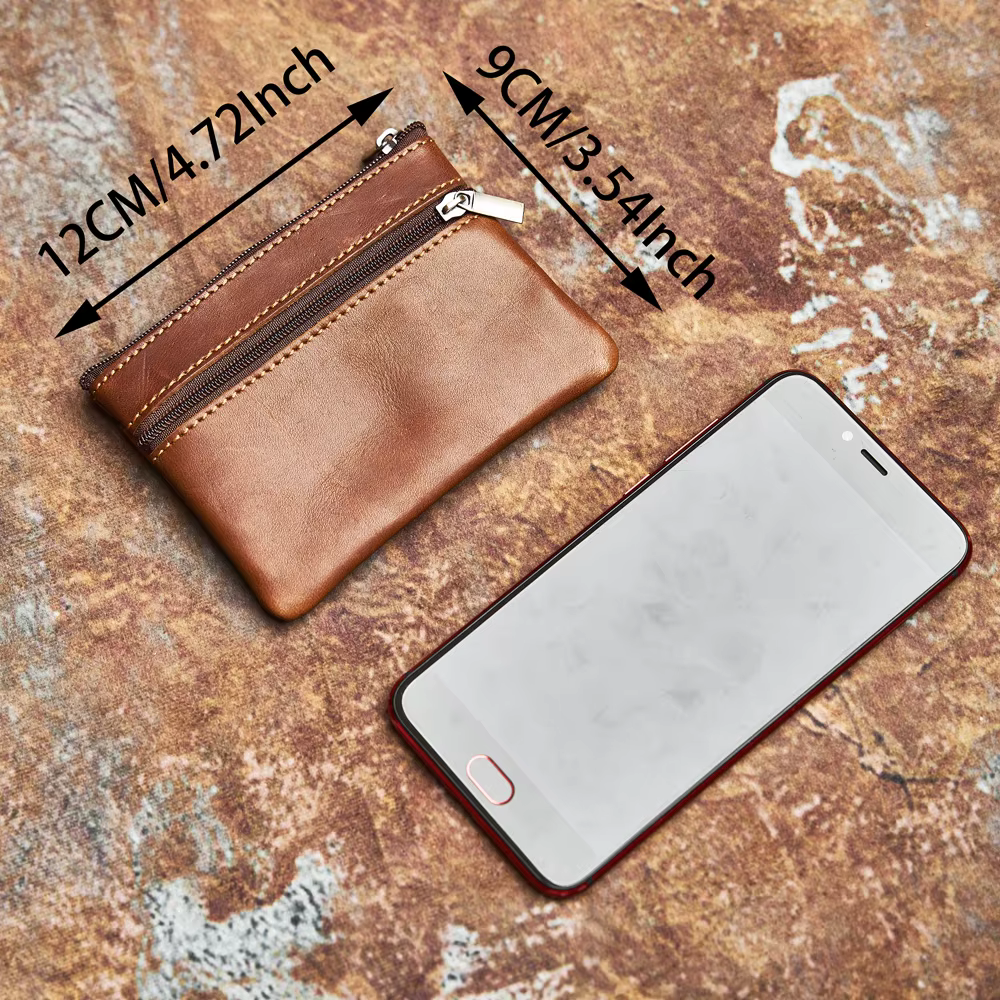 Porte-monnaie en cuir véritable pour homme et femme