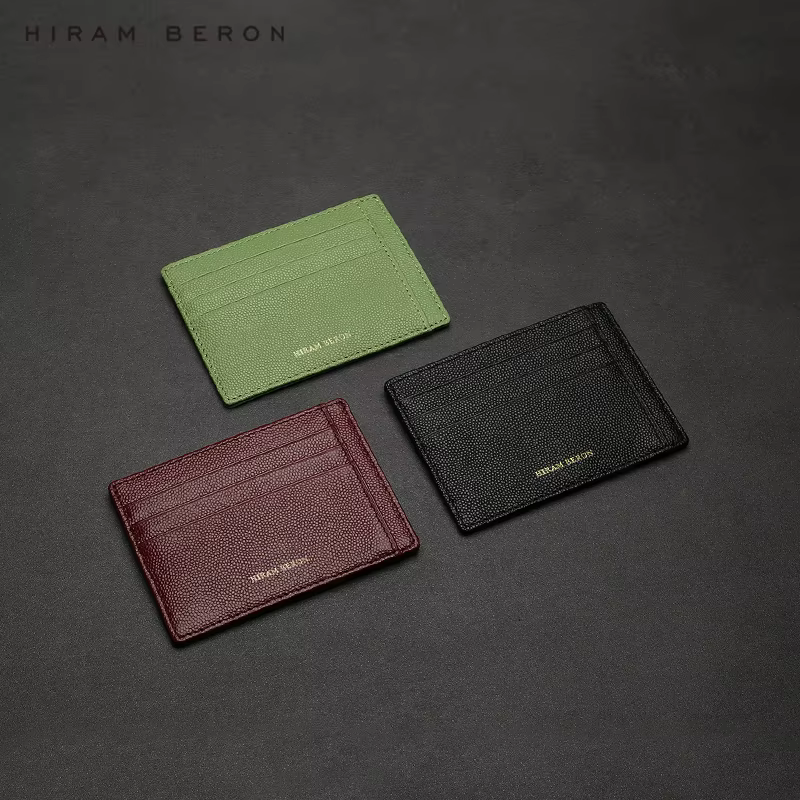Hiram Beron-Porte-cartes de crédit en cuir personnalisé
